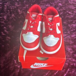 Nike Kids Red and White Dunks Low-Top Sneakers